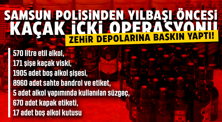 Samsun Polisi, Yılbaşı Öncesi Kaçak İçki Operasyonunda Zehir Depolarına Baskın Yaptı!